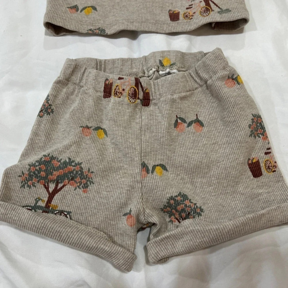 H&M kids matching set ribbed tshirt shorts neutral toddler - Picture 4 of 9